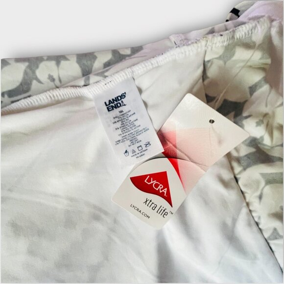 Lands End Long Torso Tankini Top Swimsuit Black Havana Floral Print Underwire 16 - Picture 5 of 12